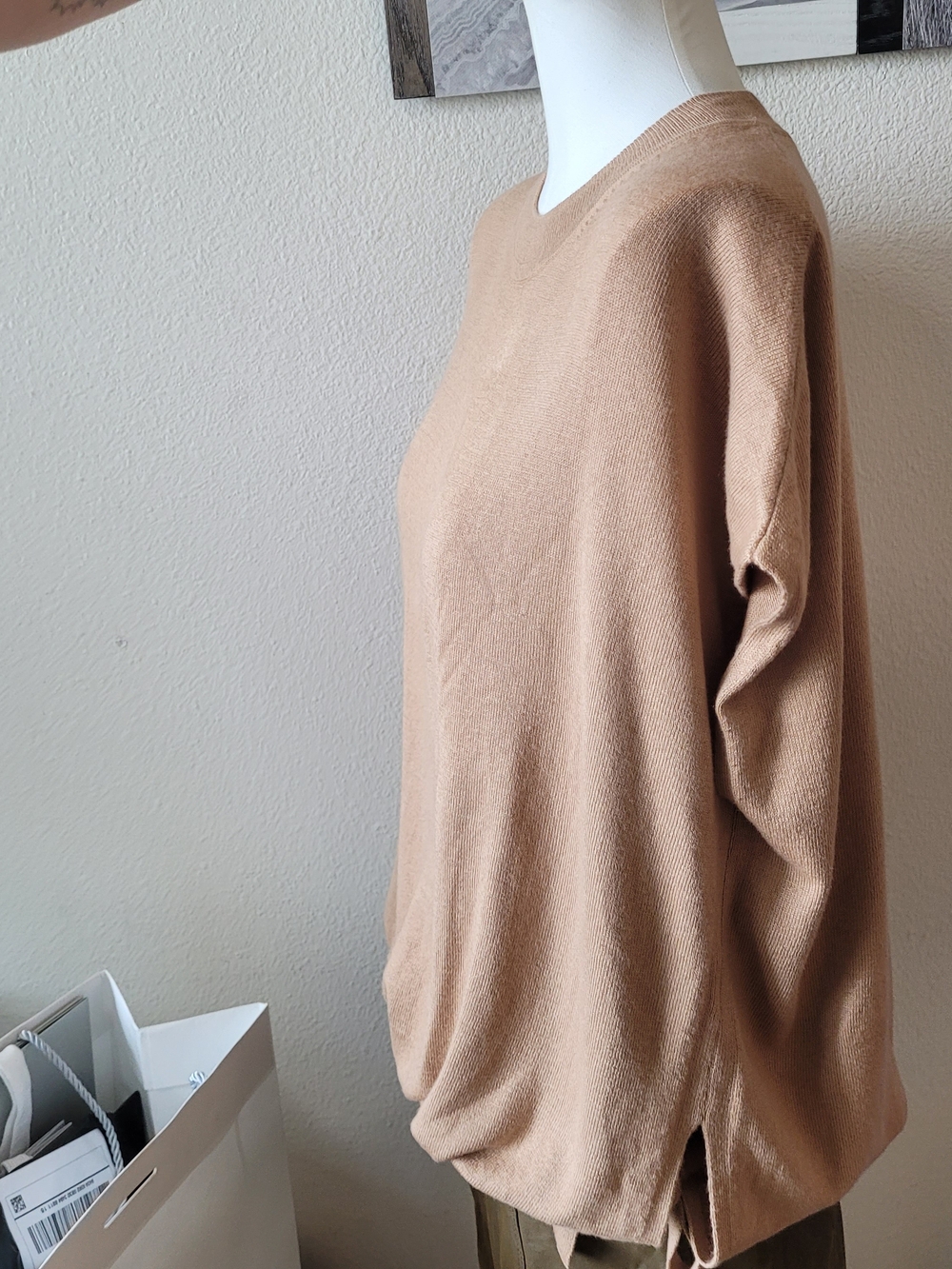 Banana Republic Cap Sleeve Sweater Vest With Ruching Side Ties in Camel
